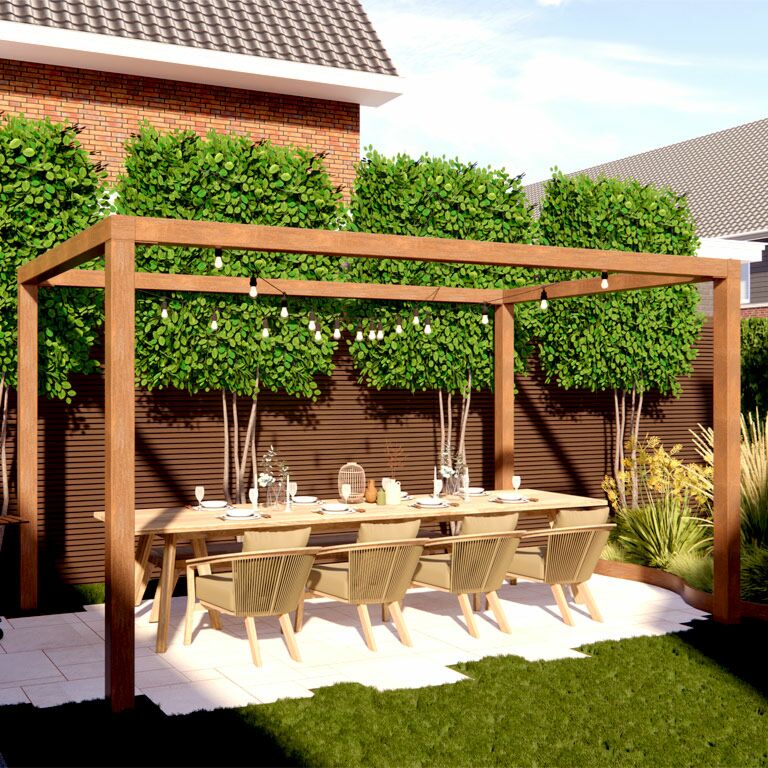 Viereckige Pergola aus Cortenstahl 274 x 250 cm