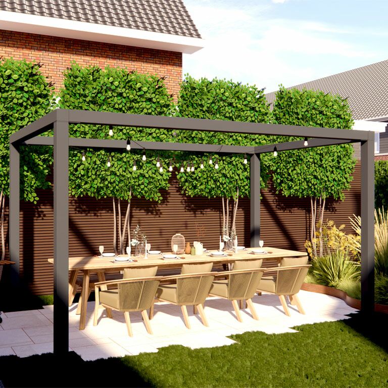 Viereckige Pergola aus pulverbeschichtetem Stahl 424 x 250 cm