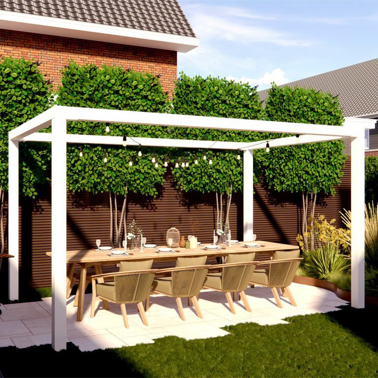 Viereckige Pergola aus pulverbeschichtetem Stahl 324 x 250 cm