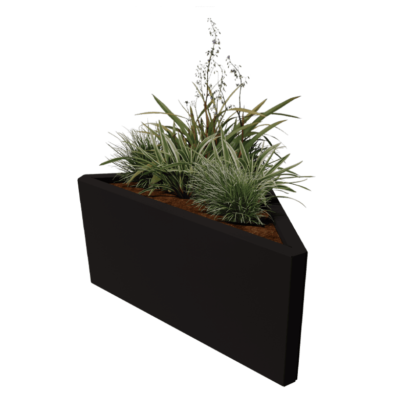 Pflanzkübel aus pulverbeschichtetem Stahl Alaska ongleichseitig 84 cm