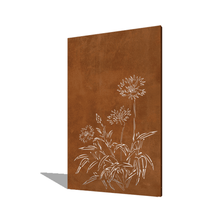 Cortenstahl-Paneel Kornblume 120 x 6 x 190 cm