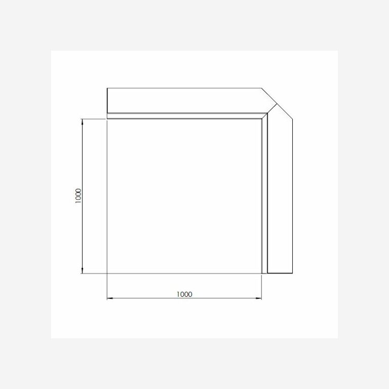 Innenecke der Stützwand aus pulverbeschichtetem Stahl 1000x1000mm (Höhe 400mm)