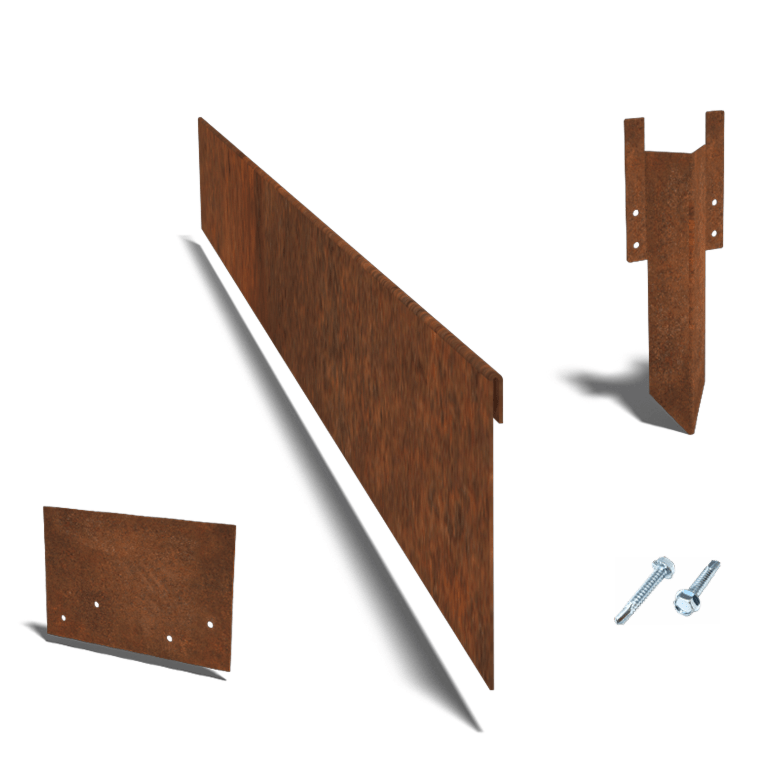 Einfassung abgeflacht aus Cortenstahl 130mm kompletter Satz pro 15 meter