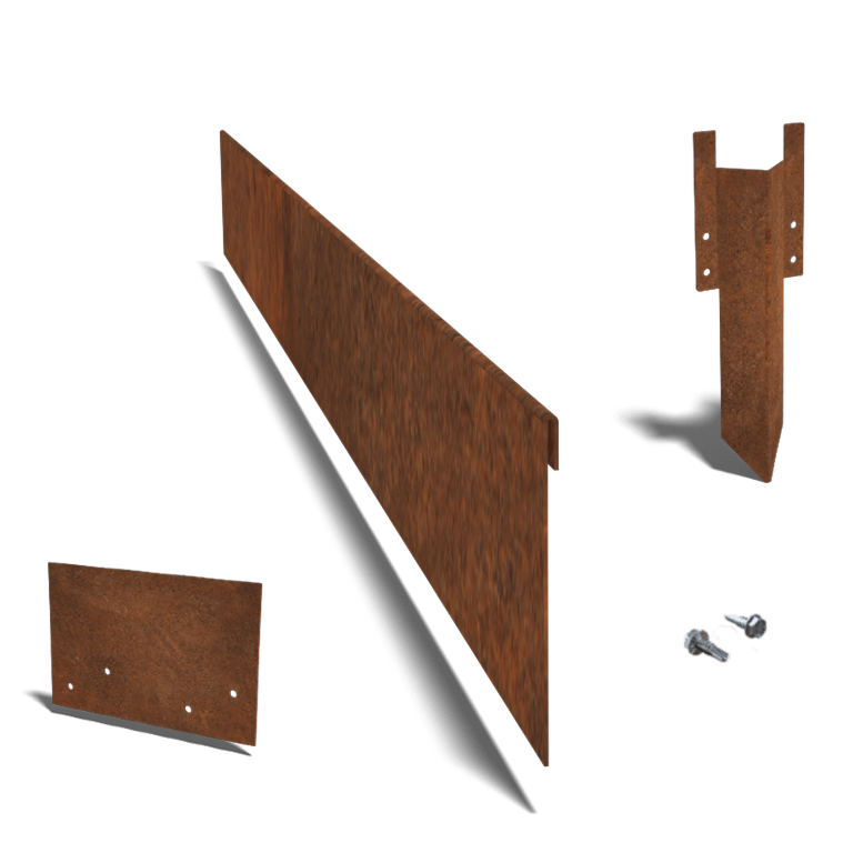 Einfassung abgeflacht aus Cortenstahl 13 cm kompletter Satz pro 15 meter