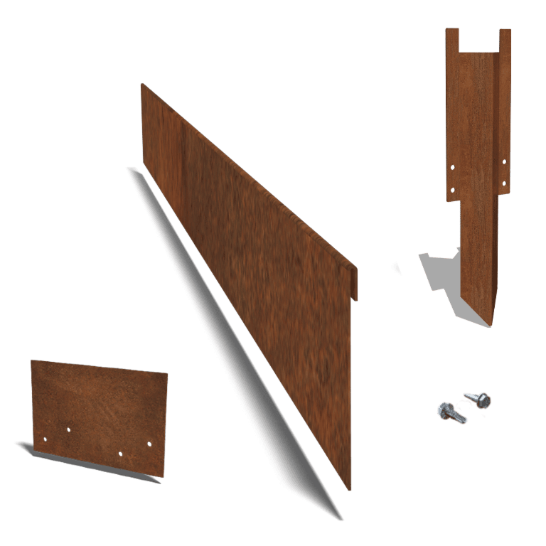 Einfassung abgeflacht aus Cortenstahl 23 cm kompletter Satz pro 24 meter