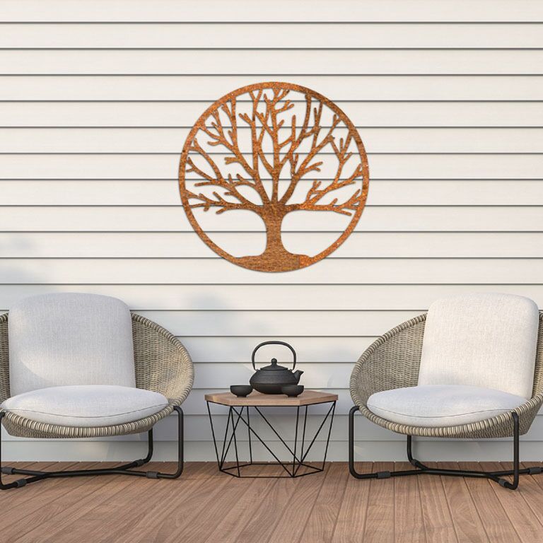 Wanddekoration aus Cortenstahl Tree