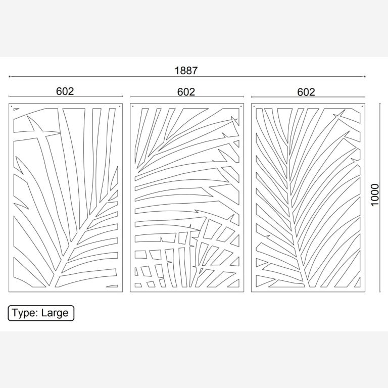 Wanddekoration aus Metall Ferns 3-parts