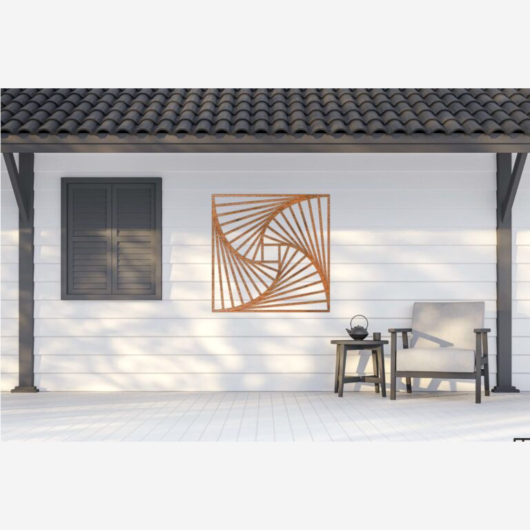 Wanddekoration aus Cortenstahl Geometrische Formen 3.0