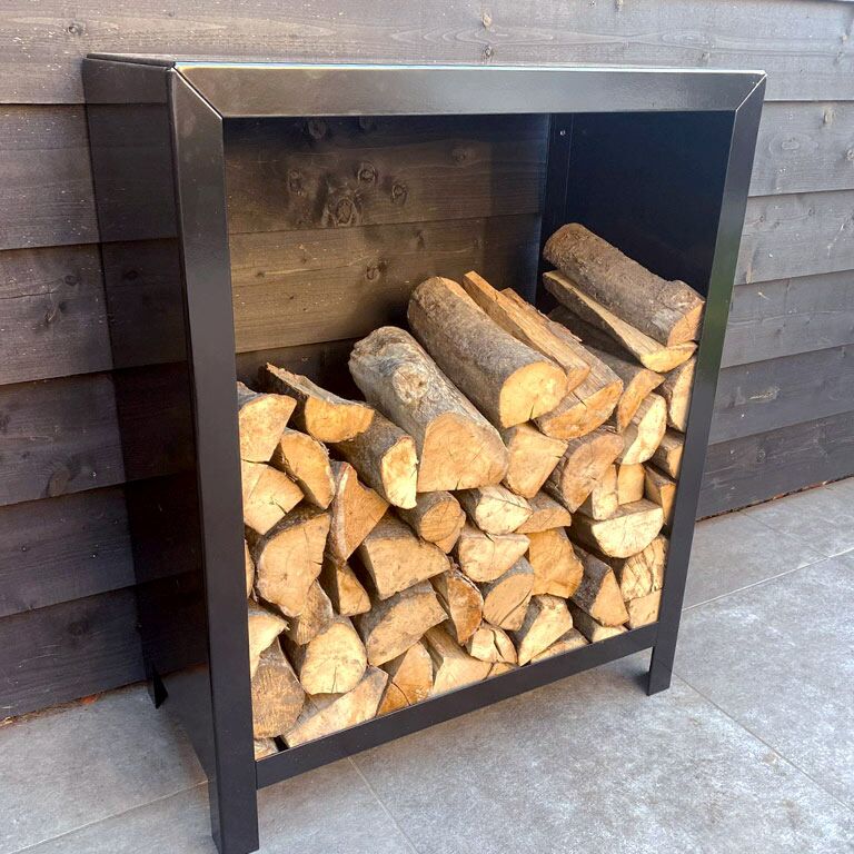 Holzlager aus pulverbeschichtetem Stahl Indiana 100 x 80 x 40 cm