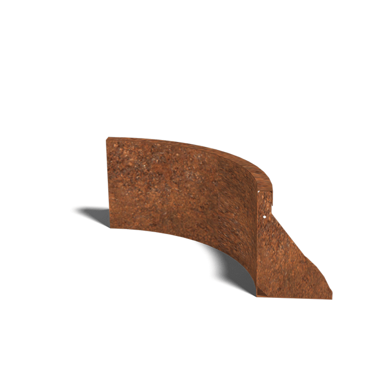 Innenbogen der Stützwand aus Cortenstahl 500x500mm (Höhe 300mm)