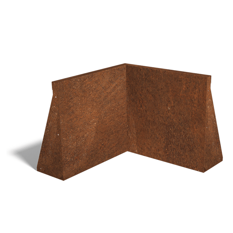 Innenecke der Stützwand aus Cortenstahl 500x500mm (Höhe 500mm)