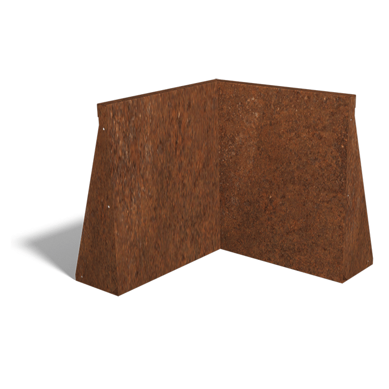 Innenecke der Stützwand aus Cortenstahl 500x500mm (Höhe 600mm)