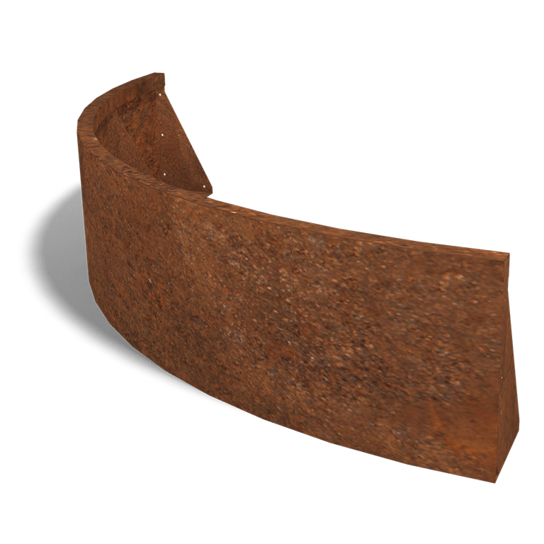 Stützwand aus Cortenstahl Außenbogen 1500x1500mm (Höhe 400mm)