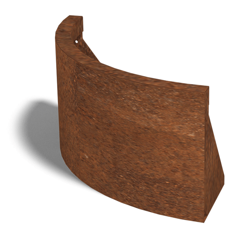 Stützwand aus Cortenstahl Außenbogen 500x500mm (Höhe 300mm)