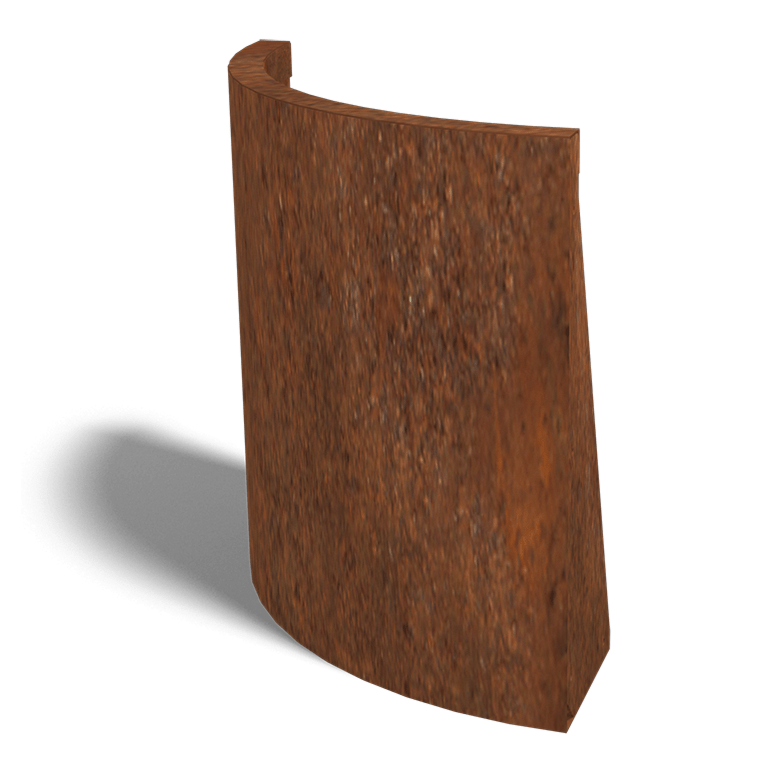 Stützwand aus Cortenstahl Außenbogen 500x500mm (Höhe 600mm)