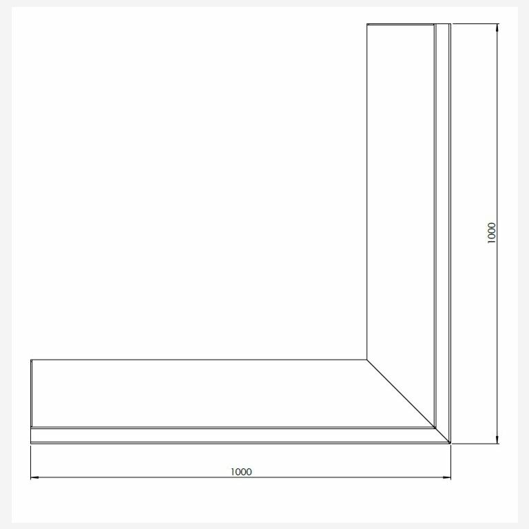 Außenecke der Stützwand aus Cortenstahl 1000x1000mm (Höhe 300mm)