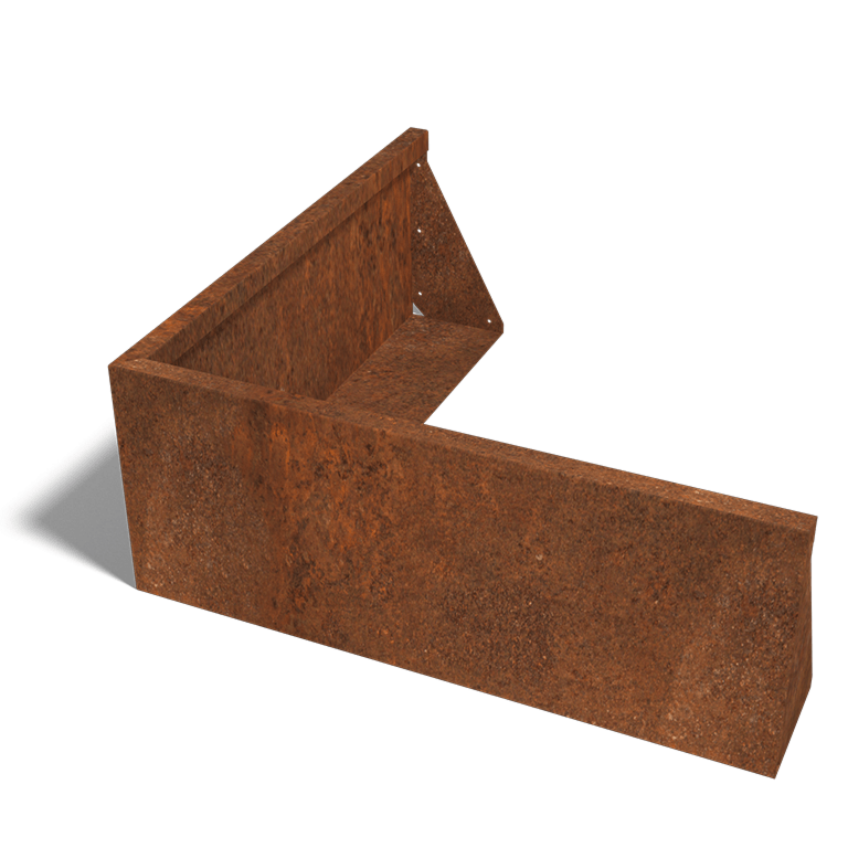 Außenecke der Stützwand aus Cortenstahl 1000x1000mm (Höhe 400mm)