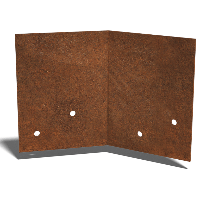 Verbindungsplatte 45° aus Cortenstahl Mittel 22 - 25 cm