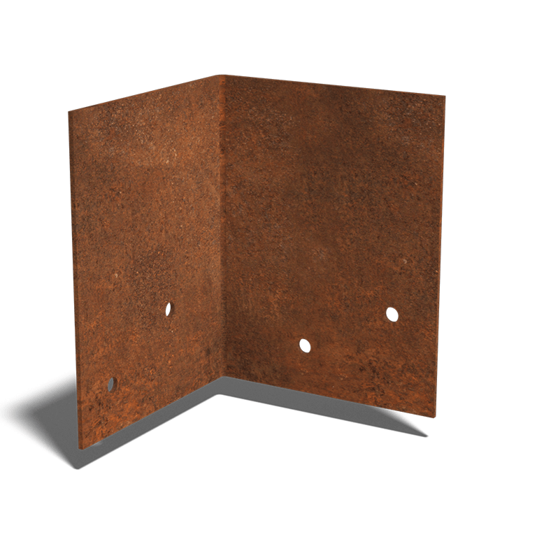 Verbindungsplatte 90° aus Cortenstahl Mittel 22 - 25 cm