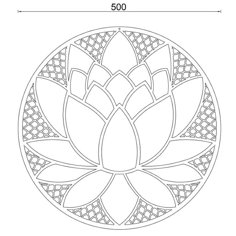 Wanddekoration aus Cortenstahl Lotusblume