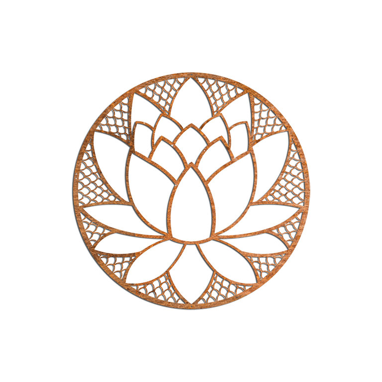 Wanddekoration aus Cortenstahl Lotusblume