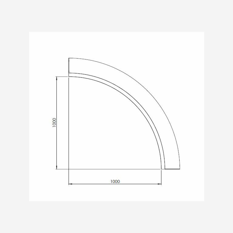Innenbogen der Stützwand aus Cortenstahl 1000x1000mm (Höhe 500mm)