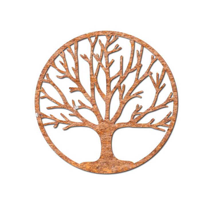 Wanddekoration aus Cortenstahl Tree