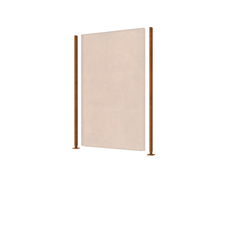 Pfosten aus Cortenstahl mit Grundplatte 190 x 6 x 3 cm