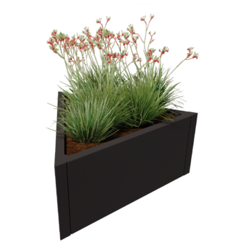 Pflanzkübel aus Stahl - Dreieckig gleichseitig - 90,6 x 78,3 x 40 cm - RAL9005 matte (schwarz) - Ohne Bodenplatte