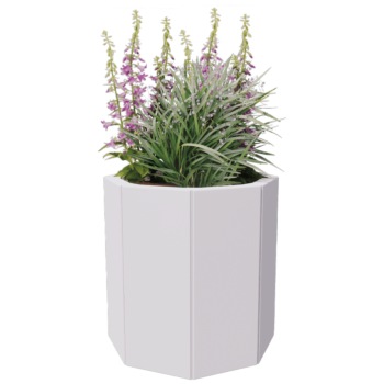 Pflanzkübel aus Stahl - Achteckig - 48,3 x 48,3 x 70 cm - RAL9010 matte (weiß) - Mit Bodenplatte - Mit Füßen
