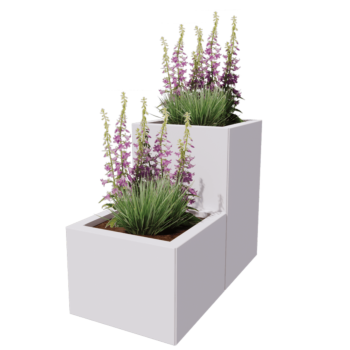 Pflanzkübel aus Stahl - 2-teiliges Treppenmodell - 80 x 40 x 60 cm - RAL9005 matte (schwarz) - Ohne Bodenplatte