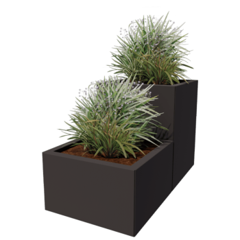 Pflanzkübel aus Stahl - 2-teiliges Treppenmodell - 100 x 50 x 60 cm - Andere RAL farbe - Ohne Bodenplatte