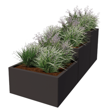 Pflanzkübel aus Stahl - 3-teiliges Treppenmodell - 240 x 80 x 80 cm - Andere RAL farbe - Mit Bodenplatte