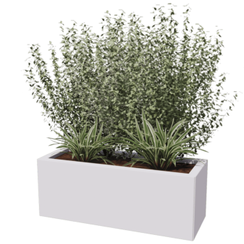 Pflanzkübel aus Stahl - Rechteckig - 80 x 30 x 40 cm - Andere RAL farbe - Mit Bodenplatte - Mit Füßen