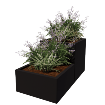 Pflanzkübel aus Stahl - 2-teiliges Treppenmodell - 120 x 60 x 60 cm - Andere RAL farbe - Ohne Bodenplatte