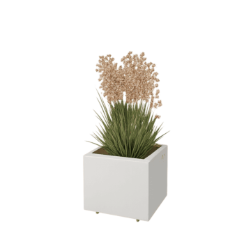 Pflanzkübel aus Stahl - Rechteckig - 40 x 30 x 30 cm - RAL9010 matte (weiß) - Mit Bodenplatte - Mit Füßen