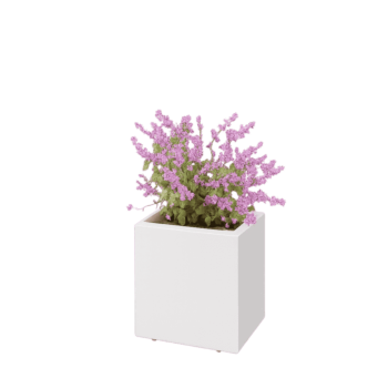 Pflanzkübel aus Stahl - Rechteckig - 40 x 30 x 40 cm - RAL9010 matte (weiß) - Mit Bodenplatte - Mit Füßen