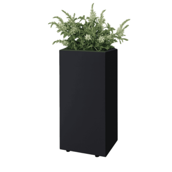 Pflanzkübel aus Stahl - Rechteckig - 40 x 30 x 80 cm - RAL9005 matte (schwarz) - Mit Bodenplatte - Mit Füßen