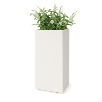 Pflanzkübel aus Stahl - Rechteckig - 40 x 30 x 80 cm - RAL9010 matte (weiß) - Mit Bodenplatte - Mit Füßen