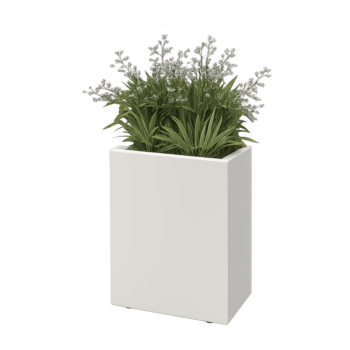 Pflanzkübel aus Stahl - Rechteckig - 50 x 30 x 60 cm - RAL9010 matte (weiß) - Mit Bodenplatte - Mit Füßen