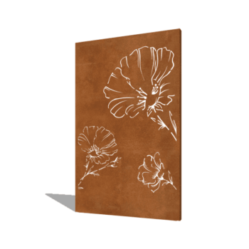 Cortenstahl-Paneel Mohn 120 x 6 x 190 cm