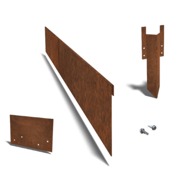 Rasenkante abgeflacht aus Cortenstahl 13 cm kompletter Satz pro 15 meter