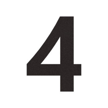 Hausnummer aus Edelstahl 4 - 11,7 x 15 cm - RAL9005 feiner Struktur (schwarz)