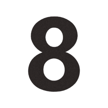 Hausnummer aus Edelstahl 8 - 10,3 x 15 cm - RAL9005 feiner Struktur (schwarz)