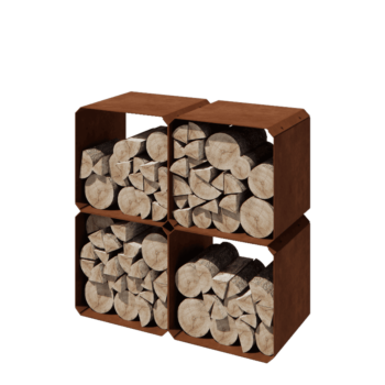 Cortenstahl Holzlager - Colorado 4 Stück - 40 x 40 x 40 cm