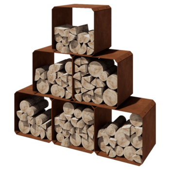 Cortenstahl Holzlager - Colorado 6 Stück - 40 x 40 x 40 cm