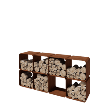 Holzlager aus Cortenstahl Colorado - 8 Stück