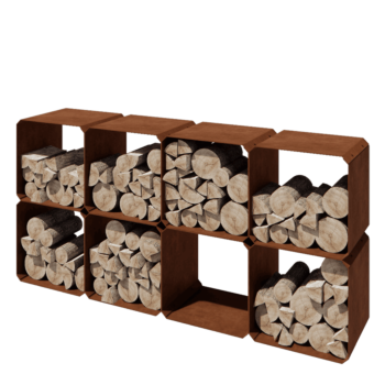 Cortenstahl Holzlager - Colorado 8 Stück - 40 x 40 x 40 cm
