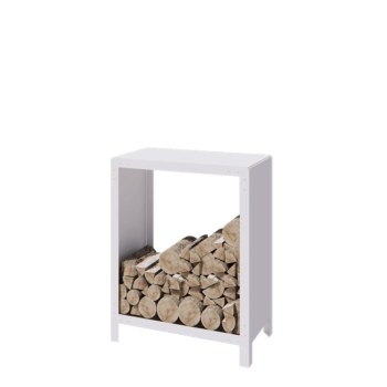 Holzlager aus Stahl - Indiana - 80 x 40 x 100 cm - RAL9010 matte (weiß)