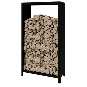 Holzlager aus Stahl - Indiana - 100 x 40 x 180 cm - RAL9005 matte (schwarz)